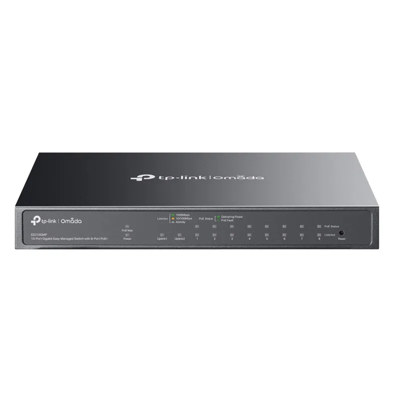 TP-LINK Omada ES210GMP 10-port 8x gigabit PoE+ RJ45 1x Gigabit RJ45 1x Gigabit SFP/RJ45 combo managed mrežno stikalo switch