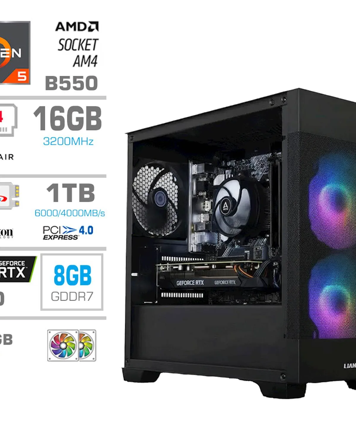Računalnik PCX Extian R5 5600X 16GB 1TB RTX5060