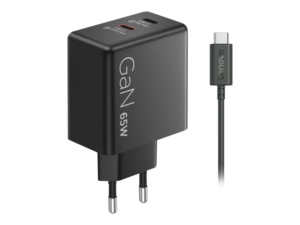 LENOVO Dual USB-C 65W GaN Charger 1Y black