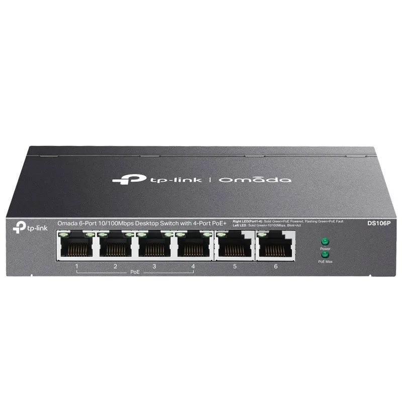 TP-LINK Omada DS106P 6-port 10/100Mbps PoE+ RJ45 Unmanaged mrežno stikalo switch