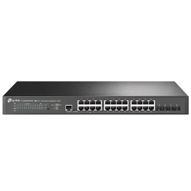 TP-LINK JetStream TL-SG3428XPP-M2 28-port 24x 2.5GBASE-T (16x PoE+ 8x PoE++) RJ45 4x 10Gbps SFP+ L2+ Managed mrežno stikalo switch
