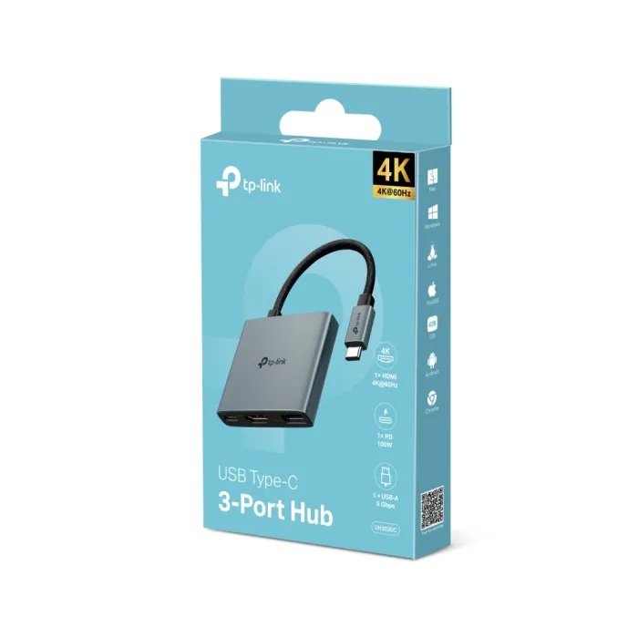 TP-LINK UH3020C 3-v-1 USB-C HUB priklopna postaja z 4K HDMI in 100 W Power Delivery