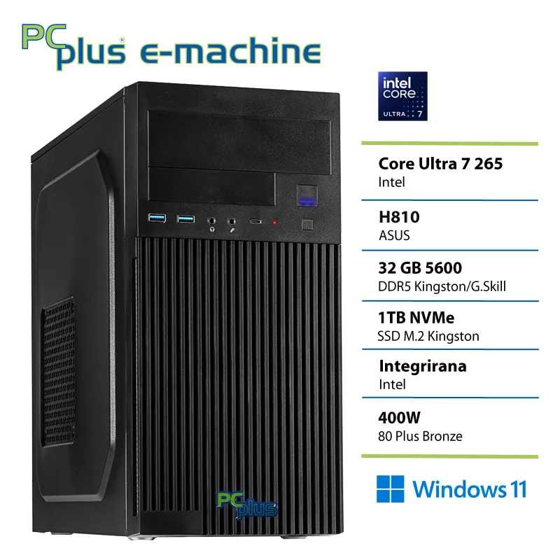 PCPLUS e-machine Ultra 7 265 32GB 1TB SSD Windows 11 Home namizni računalnik