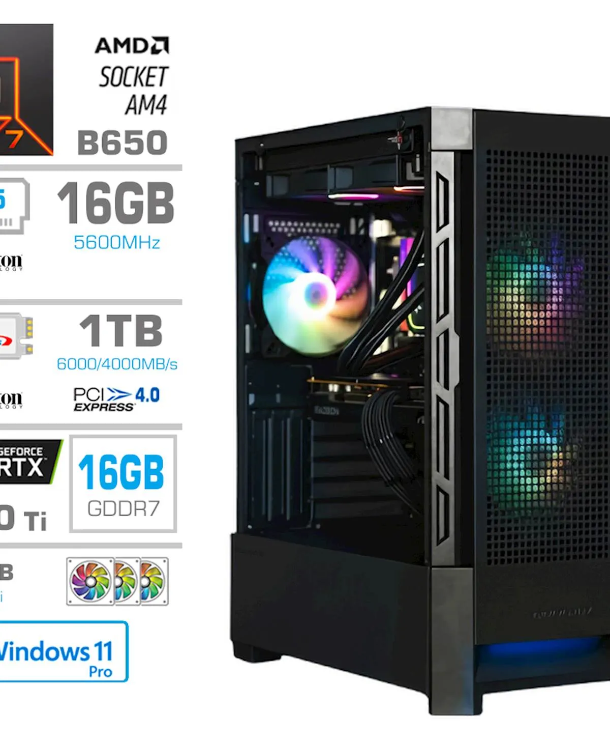 Računalnik PCX Exton R7 9700X/16GB/1TB/RTX5060Ti/W11P