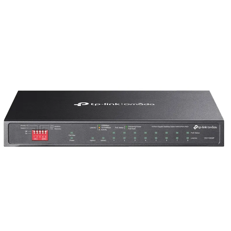 TP-LINK Omada DS110GMP 10-port 9xGbE 8xPoE+ RJ45 1x GbE SFP/RJ45 Combo Unmanaged mrežno stikalo switch