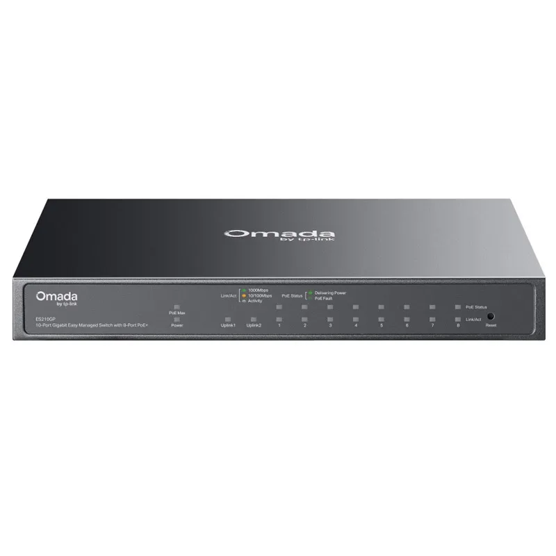 TP-LINK Omada ES210GP 10-port 8x Gigabit 8x PoE+ RJ45 1x Gigabit SFP 1x Gigabit SFP/RJ45 Combo managed mrežno stikalo switch