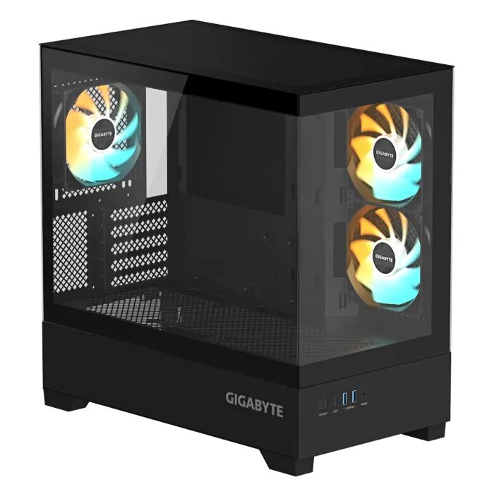 Gigabyte C201 PANORAMIC ATX RGB osvetljeno ohišje, črno
