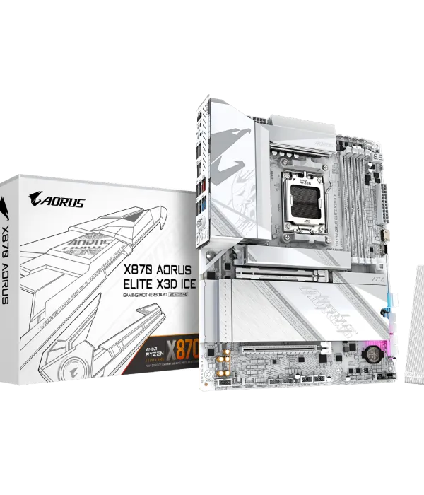 GIGABYTE X870 AORUS ELITE X3D ICE, DDR5, SATA3, USB4, DP, 5GbE, WiFi 7, AM5 ATX