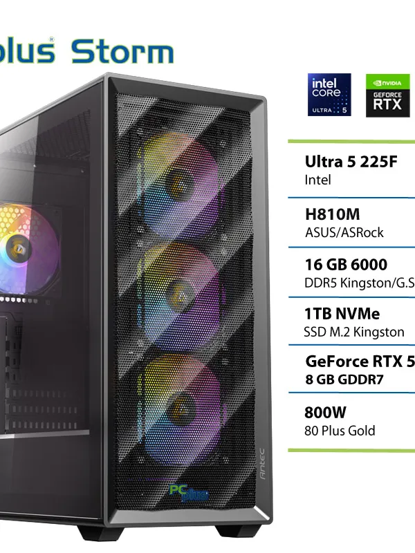 PCPLUS Storm Core Ultra 5 225F 16GB 1TB SSD RTX 5060 8GB gaming namizni računalnik