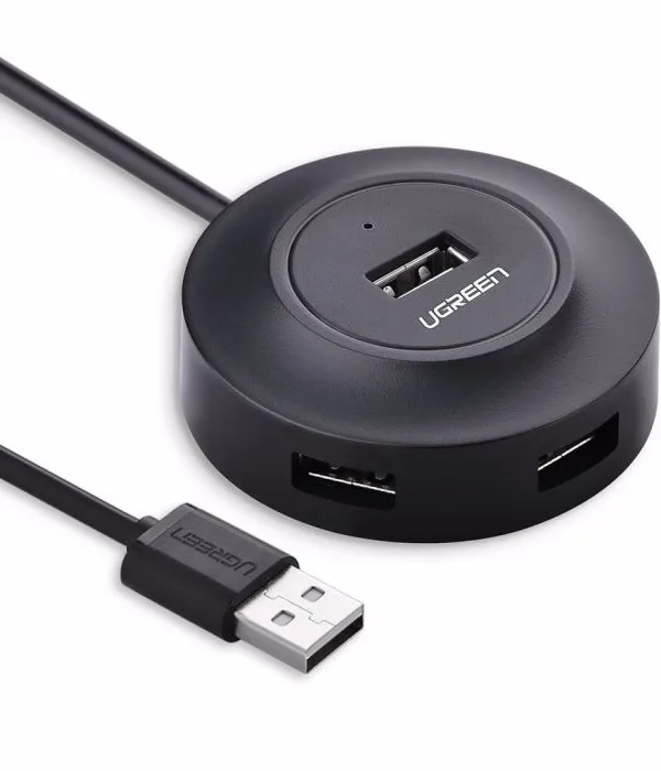 Ugreen USB 2.0 4 port HUB ČRN 1M - box