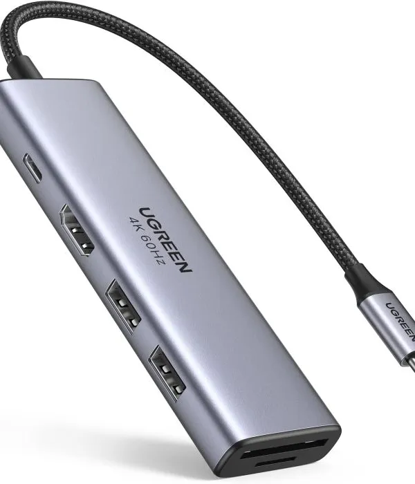 Ugreen 6v1 USB-C HUB 4K HDMI+čitalec kartic+2xUSB+PD 100W