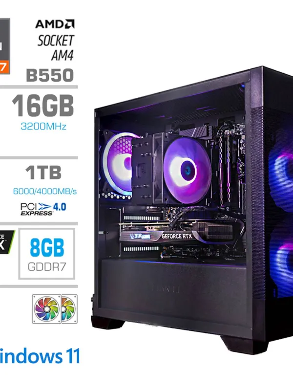 Računalnik PCX Exton R7 5700X 16GB 1TB RTX5060 W11