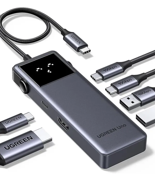 Ugreen Uno 6v1 USB-C hub z 10Gbps USB-C in USB-A ter 4K@60Hz HDMI izhodi