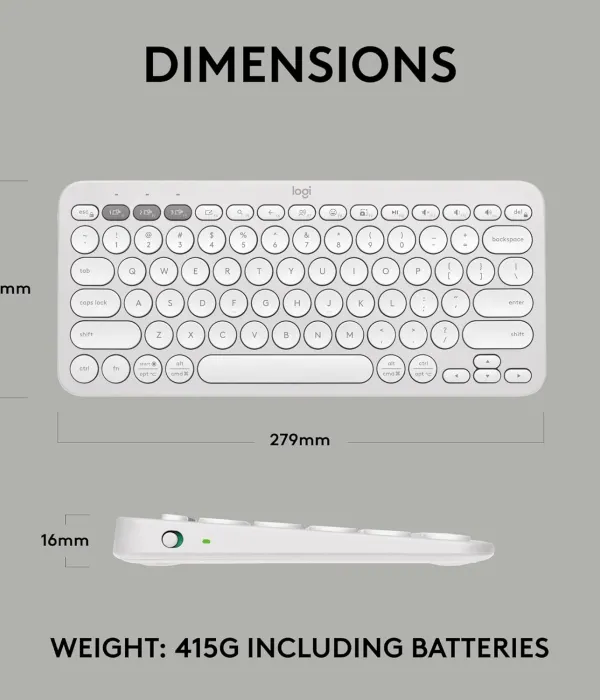 Logitech Tipkovnica Pebble Keys 2 K380s Multi-Device, bela, SLO g.