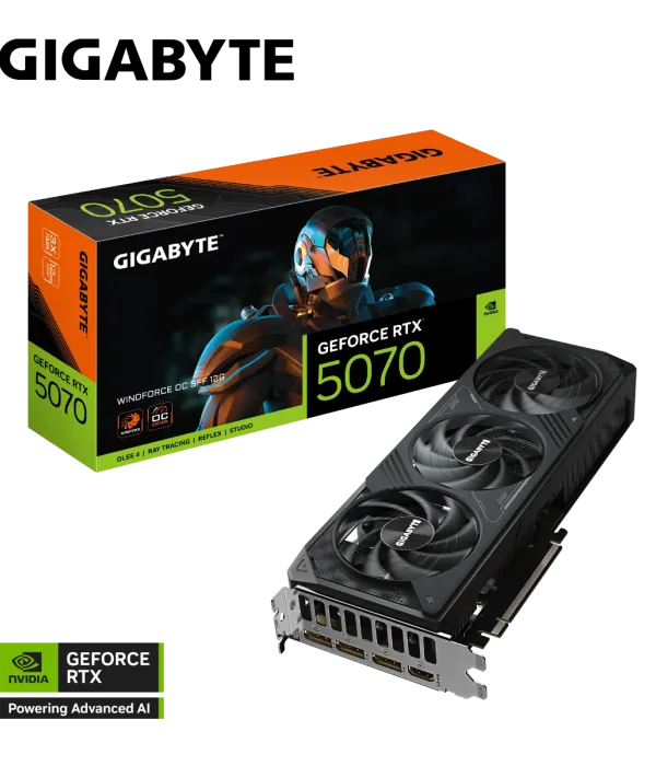 Grafična kartica GIGABYTE GeForce RTX 5070 WINDFORCE OC SFF 12G, 12GB GDDR7, PCI-E 5.0