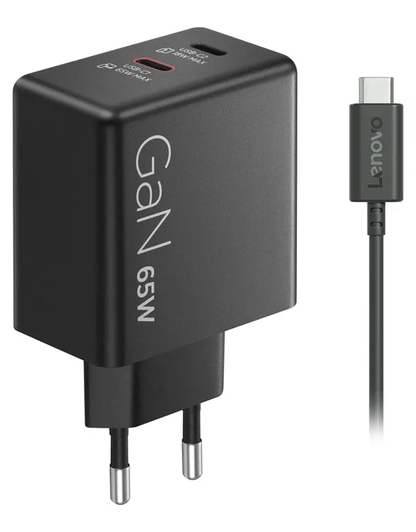 LENOVO Dual USB-C 65W GaN Charger 1Y black