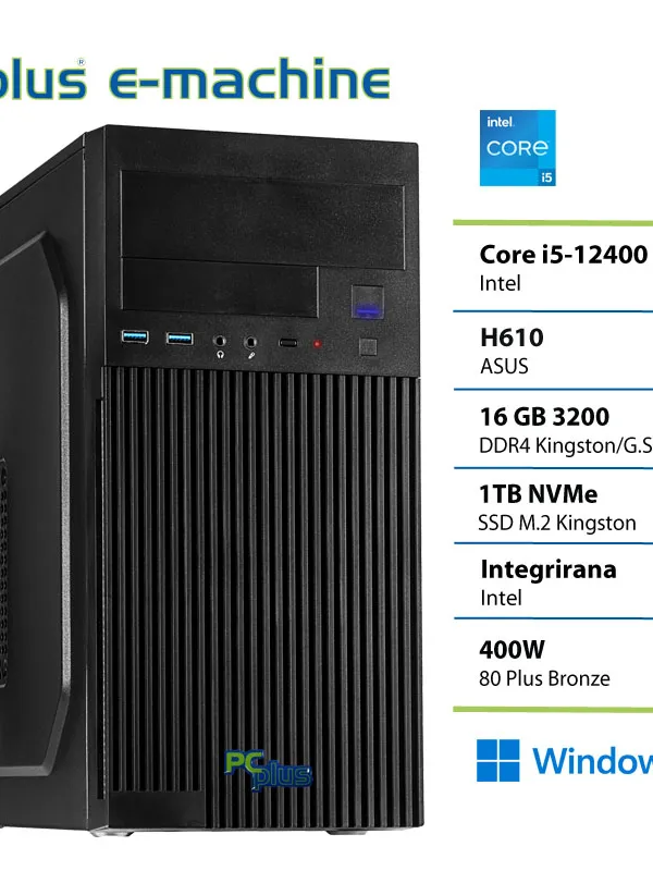 PCPLUS e-machine i5 12400 16GB 1TB SSD Windows 11 Home namizni računalnik