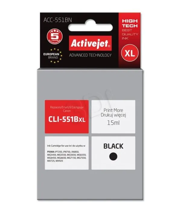 ActiveJet črno črnilo Canon CLI-551BkXL