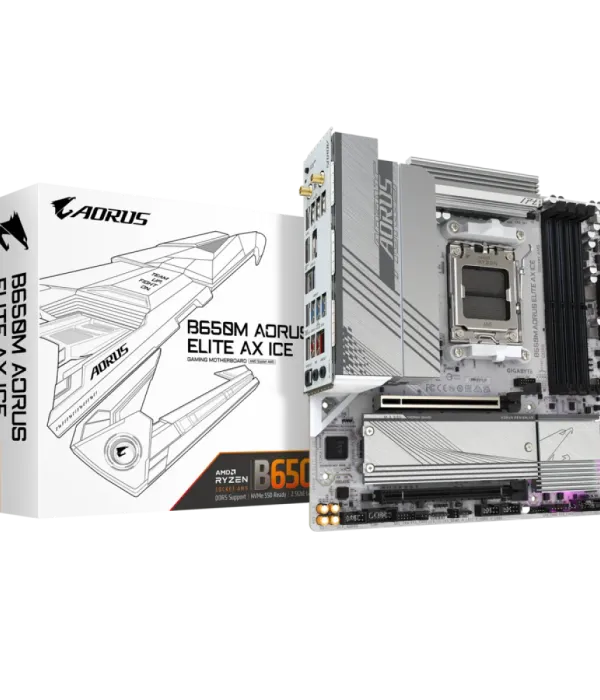 GIGABYTE B650M AORUS ELITE AX ICE, DDR5, SATA3, USB3.2Gen2x2, DP, 2.5GbE, WiFi 6E, AM5 mATX