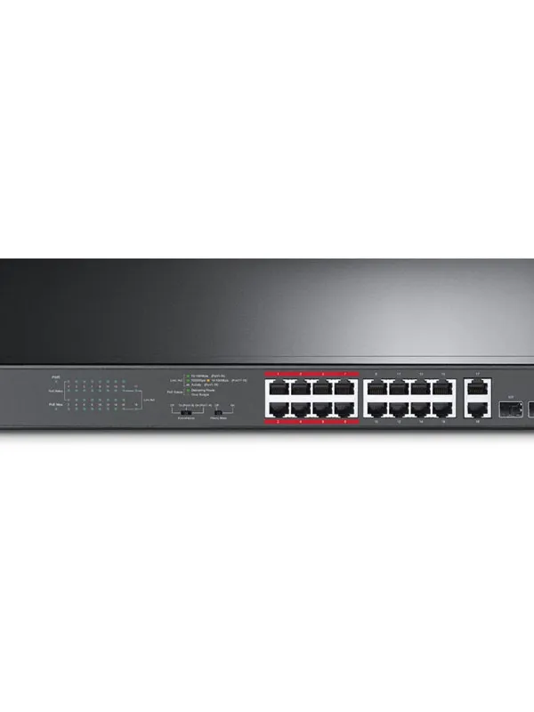 TP-LINK TL-SL1218MP 18-port 16x 10/100Mbps PoE+ RJ45 2x Gigabit SFP/RJ45 combo mrežno stikalo switch