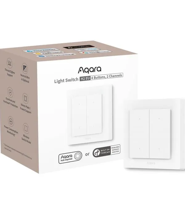 AQARA pametno stikalo za luči H2 (WS-K08D), 4 gumbi - 2 kanala
