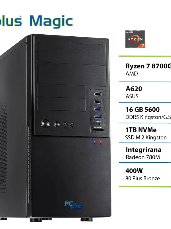 PCPLUS Magic Ryzen 7 8700G 16GB 1TB SSD namizni računalnik