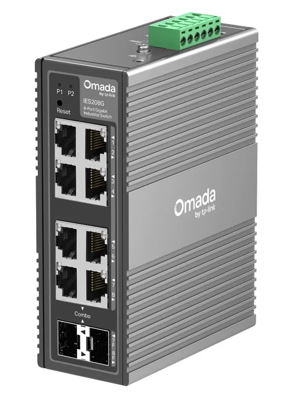 TP-LINK Omada IES208G 8-portno 6x Gigabit RJ45, 2x Gigabit RJ45/SFP Combo industrijsko Easy Managed stikalo switch