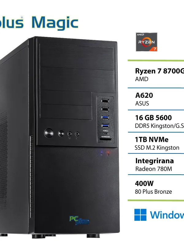 PCPLUS Magic Ryzen 7 8700G 16GB 1TB SSD Windows 11 Pro namizni računalnik