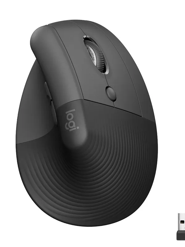 LOGITECH Lift vertical ergonomična brezžična optična črna miška