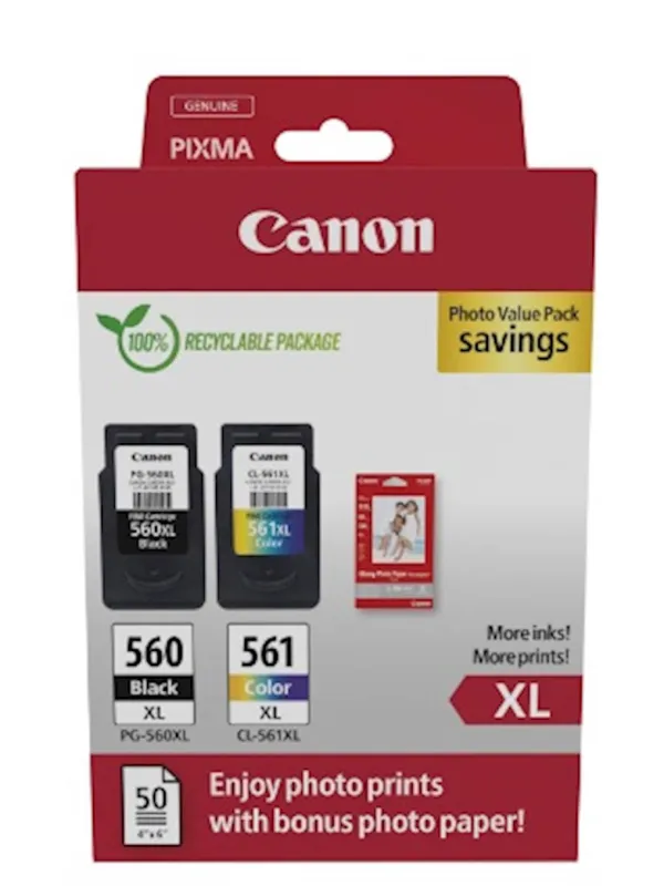 KOMPLET CANON PG-560XL/CL-561XL IN FOTO PAPIR GP-501 ZA TS5350/TS5351/TS5352