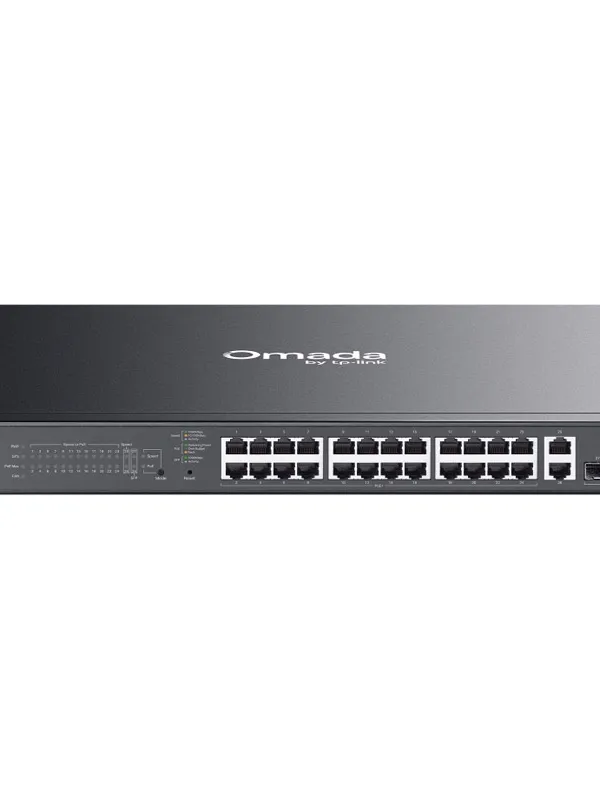 TP-LINK Omada ES228GMP 28-port 26x Gigabit RJ45 24x PoE+ 2x Gigabit SFP Easy managed mrežno stikalo switch