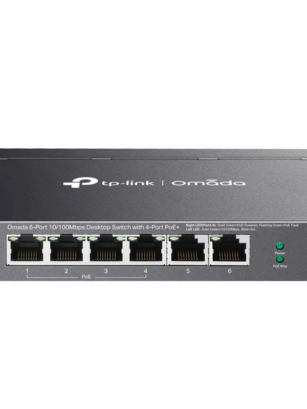 TP-LINK Omada DS106P 6-port 10/100Mbps PoE+ RJ45 Unmanaged mrežno stikalo switch