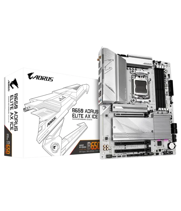 GIGABYTE B650 AORUS ELITE AX ICE, DDR5, SATA3, USB3.2Gen2x2, DP, 2.5GbE, WiFi 6E, AM5 ATX