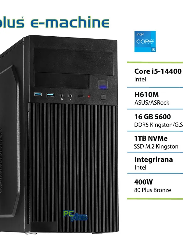 PCPLUS e-machine i5 14400 16GB DDR5 1TB SSD namizni računalnik