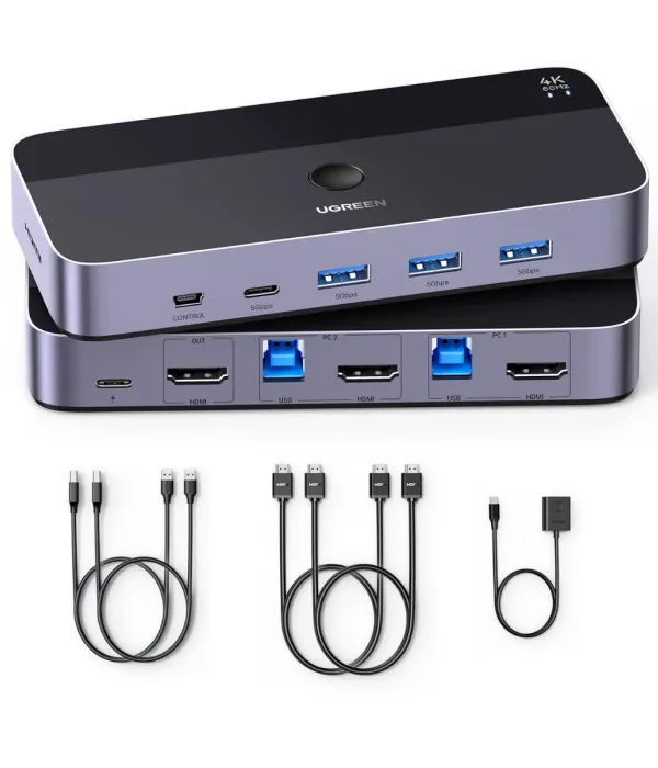Ugreen USB 3.0 KVM stikalo za 1 monitor in 2 računalnika